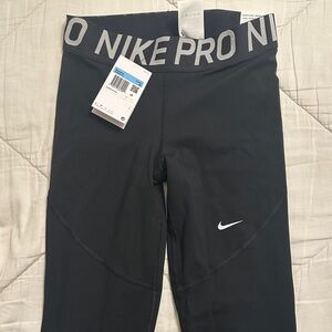 Nike Kids Black Pro Leggings with Gray Waistband